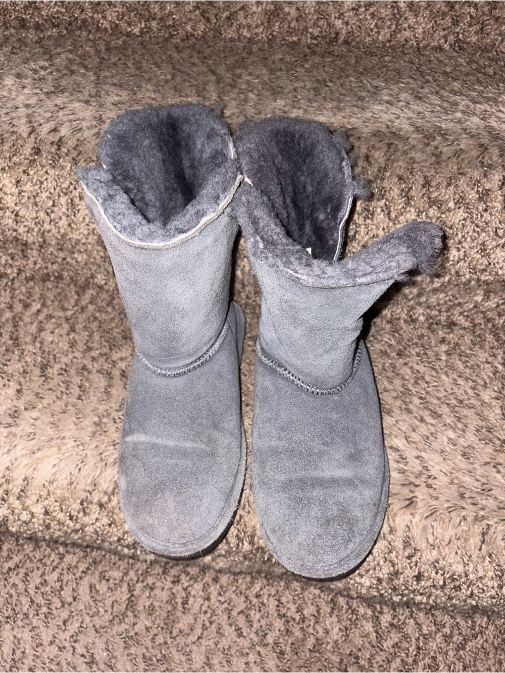 BearPaw Women's Grey Suede Shearling Boots